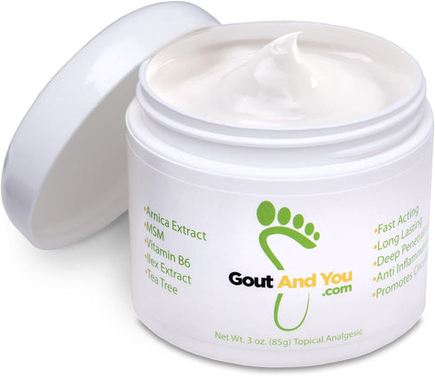 Gout and You Pain Relief Cream for Joint Flare-Ups, Tendon, Muscle Ache - Fast Acting Pain Relieving Rub with Arnica Extract, Ilex Leaf Extract, Aloe Vera and Tea Tree Oil