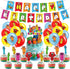 Galoulo Number Birthday Party Supplies For Blocks ,Number Birthday Party Decorations For Blocks Included Cake Toppers, CupCake Toppers, Balloon, Banner, Number Theme block Party Favor Pack Set