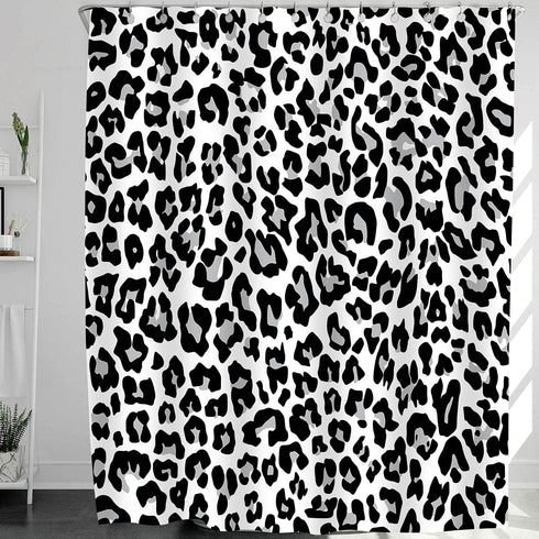 Abaysto Gray Cheetah Shower Curtain Snow Leopard Shower Curtains Jaguar White Animal Pattern Spot Fur Bathroom Decor Polyester Fabric Cheetah Print Shower Curtain Set with Hooks 72x72 Inch