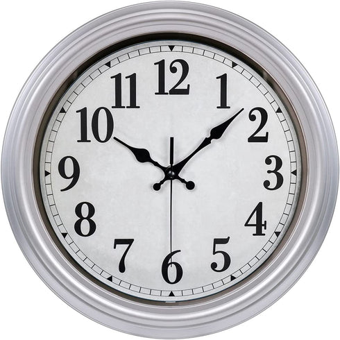 12 Inch Retro Wall Clock Silent Non Ticking Battery Operated Movement Easy to Read Wall Clocks Decorate for Bedroom Living Room Kitchen Office(Silver)