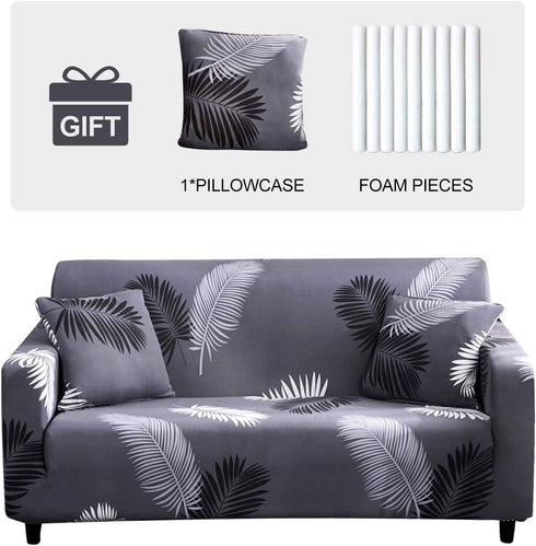 JOYDREAM 1 Piece Armchair Slipcover, Stretch Sofa Covers, Printed Sofa Slipcovers, Furniture Protector Universal for Armchair, 1 Seater Sofa Cover with 1 Pillowcase (Small, Feather)