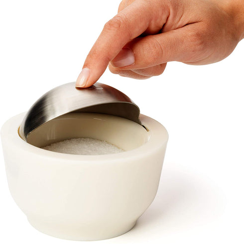 Chef'n 101-738-237 Dash Salt & Sugar Cellar with Flip Top Cover, 3 7/8-inches by 4 1/4-inches, White