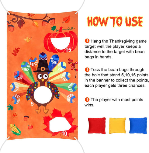 Thanksgiving Potato Sack Race Bags,Thanksgiving Bean Bag Toss Game,Make-A-Turkey Stickers ,Thanksgiving Party Games for Kids and Adults(17PACK).