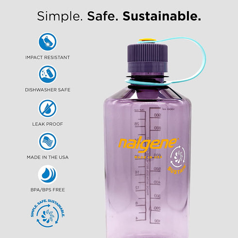 Nalgene Sustain Tritan BPA-Free Water Bottle Made with Material Derived from 50% Plastic Waste, 32 OZ, Narrow Mouth