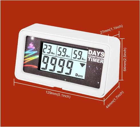 Runleader Digital 9999 Days Timer,Countdown Tracking,Target Event Reminder,Backlight Display,Battery Replaceable for Vocation Retirement Meeting Anniversary Graduation Wedding Premiere(White).
