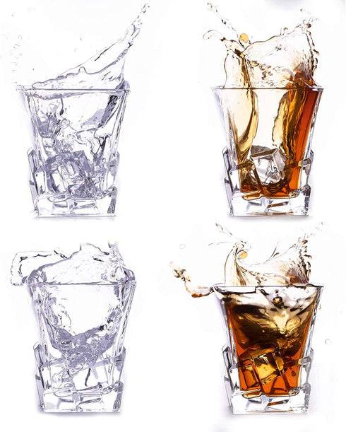 Premium Bourbon Glasses Set of 4 - Elegant Whiskey Glasses for Scotch, Single Malt - Old Fashioned Glass Set in Gift Box - Rocks Whisky Tumblers for Cocktails - Home Bar Glassware Tumbler Set
