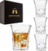 Premium Bourbon Glasses Set of 4 - Elegant Whiskey Glasses for Scotch, Single Malt - Old Fashioned Glass Set in Gift Box - Rocks Whisky Tumblers for Cocktails - Home Bar Glassware Tumbler Set