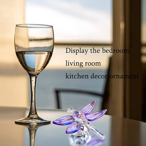 H&D HYALINE & DORA Standing Crystal Dragonfly with Diamond Ornament,Glass Animal Figurines Collectibles,Crystal Souvenir