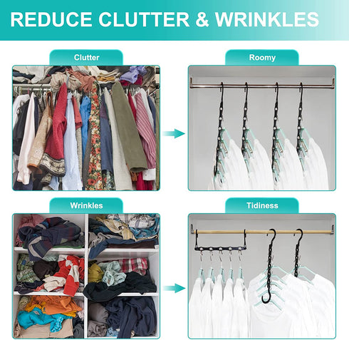 Hangers Space Saving, 20 Packs Magic Space Saving Clothes Hangers, Sturdy Plastic Clothes Hangers Organizer and Storage, Multifunctional Magic Hangers Closet Space Savers for Heavy Clothes Coats