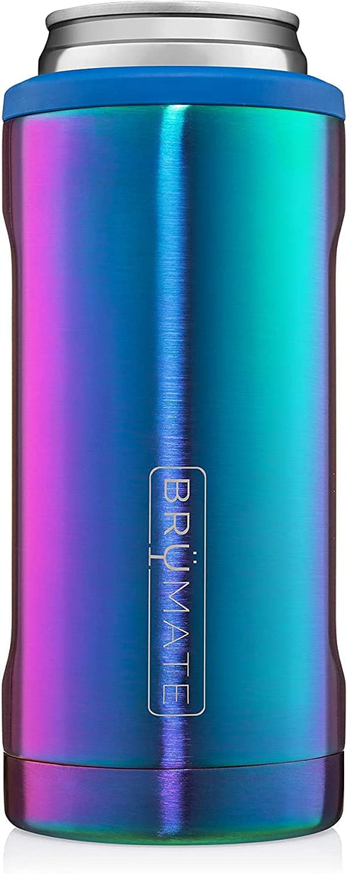 BrüMate Hopsulator Slim Double-Walled Stainless Steel Insulated Can Cooler for 12 Oz Slim Cans (Rainbow Titanium)