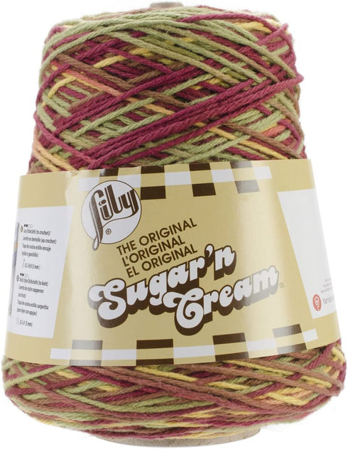 Lily Sugar'n Cream Cotton Cone Yarn, 14 oz, Autumn Leaves Ombre, 1 Cone