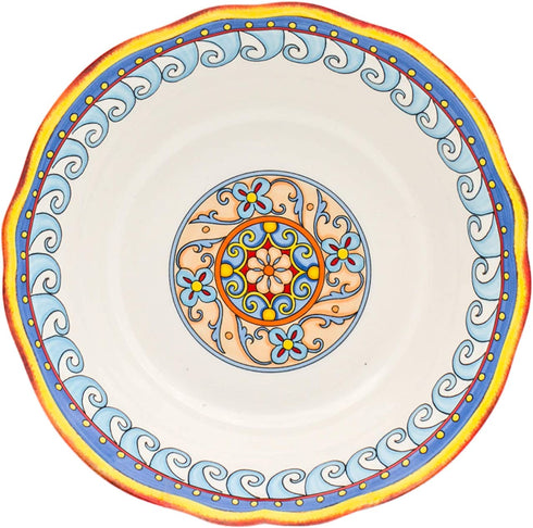 Euro Ceramica Duomo Collection Serving Bowl, Large (64oz), Gold and Cream