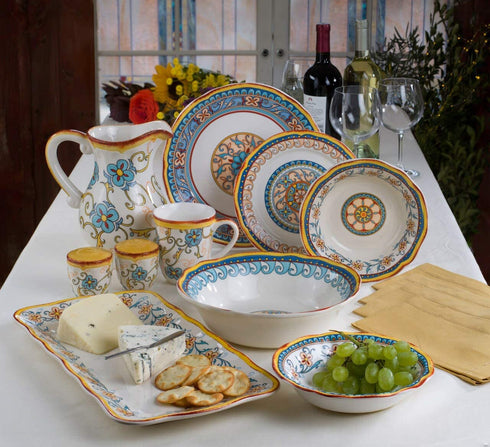 Euro Ceramica Duomo Collection Serving Bowl, Large (64oz), Gold and Cream