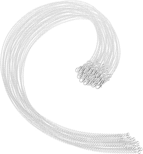 Selizo 30 Pack Jewelry Making Chains Necklace Chain Bulk Silver Plated Necklace Chains for Necklace Jewelry Making, 1.2 mm (24 Inches)