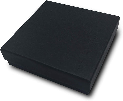 TheDisplayGuys 25-Pack #33 Cotton Filled Cardboard Paper Jewelry Box Gift Case - Matte Black (3 1/2" x 3 1/2" x 1")