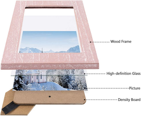 eletecpro 8x10 Picture Frame Set of 4 Wall Decor - Wooden Designs With High Definition Glass - Table Top & Wall Mount Photo Frame Sets for Office Kitchen Gallery (Rustic Frame Set, 8x10 inch)