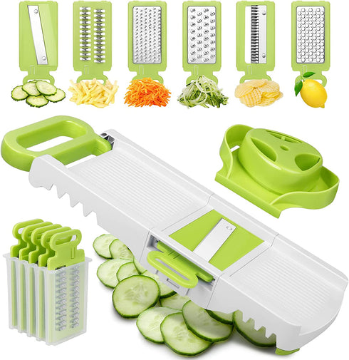 Mandoline Slicer for Kitchen Mandolin Slicing Tool 6 in 1 Vegetable Mandoline Slicer Cutter Chopper Grater Slicers for Fruits Vegetables Julienne Carrot Cucumber Sweet Potato Chip Slicer Thin