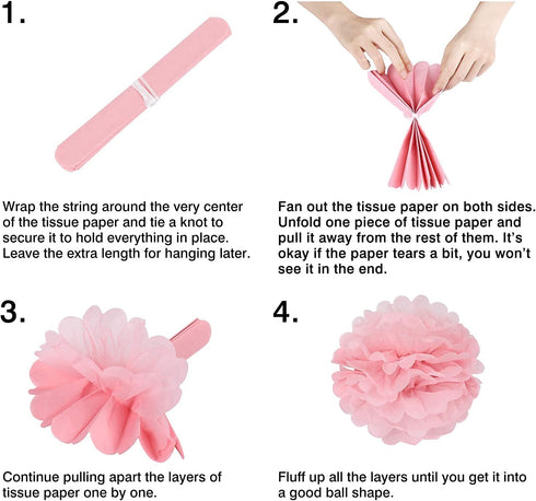 Birthday Party Decorations, Birthday Party Supplies for Girls Decors Kit Pom Pom Lanterns Paper Garland Happy Birthday Banner
