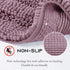 NICETOWN Bath Rugs Ultra Thick and Soft Texture Chenille Plush Striped Floor Mats Bath Rug with Non-Slip Backing Microfiber Hand Tufted Door Mat for Entryway (Mauve, Pack 2-20" x 32"/24" x 24" U)