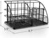 AUPSEN Desk Organizer, Mesh Office Supplies Desk Accessories, Features 5 Compartments + 1 Mini Sliding Drawer(Black)