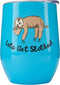 Sloth Gifts Lets Get Slothed - 12oz Wine or Coffee Tumbler/Mug with Lid - Idea for Sloth Lovers, Men, Women, Glass, Sloths Stuff, Cup