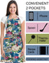 2 Pack Bib Aprons for Women Soft Cotton Linen Kitchen Cooking Chef Apron with Pockets Adjustable Machine Washable 002