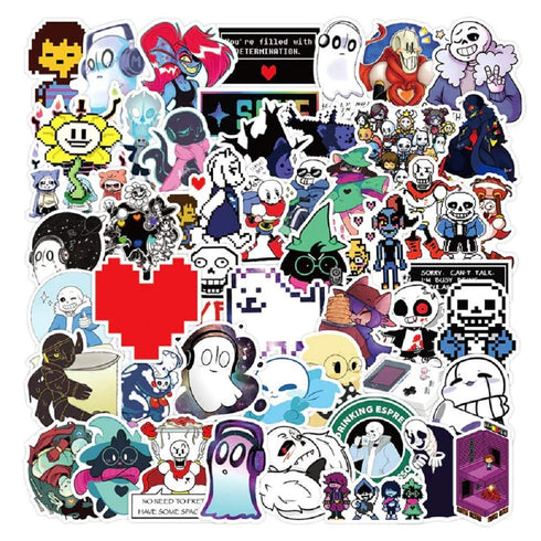 Undertale Stickers Pack| 50pcs Sans Undertale Viny Waterproof Stickers for Laptops PC Frisk Sans Au Gaster Undyne Flowey Decal for Teen Girl Adults DIY Computer Phone Case Water Bottle Skateboard