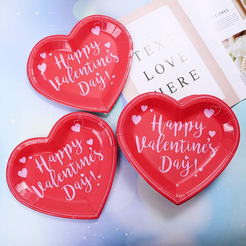 Aneco 50 Pieces Valentine's Day Paper Plates Party Plates Dinnerware Plates Party Supplies for Valentine's Day Party