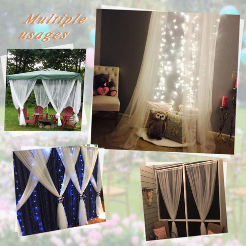 White Sheer Backdrop Curtains Tulle Backdrop Curtain for Parties Wedding Baby Shower Bridal Shower Birthday Party Photo Background Decorations 10 ft X 8 ft