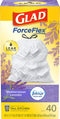 Glad Tall Kitchen Trash Bags, 13 Gal, White, 40 Ct