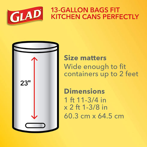 Glad® ForceFlex Tall Kitchen Drawstring Trash Bags 13 Gallon White Trash Bag, Gain Original scent with Febreze Freshness 40 Count (Package May Vary)