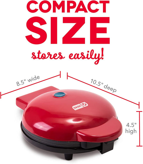Dash Express 8 Waffle Maker for Waffles, Paninis, Hash Browns + other Breakfast, Lunch, or Snacks, with Easy Clean, Dual Non-Stick Surfaces - Red