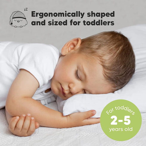 2-Pack Toddler Pillow - Soft Organic Cotton Toddler Pillows for Sleeping - 13X18 Small Pillow for Kids - Kids Pillows for Sleeping - Kids Pillow for Travel, School, Nap - Crib Pillow (Soft White)