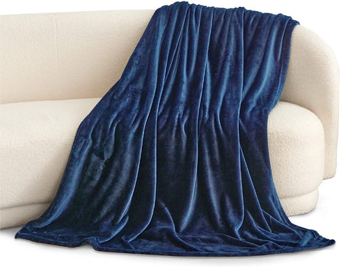 Bedsure Fleece Blanket Twin Blanket Navy Blue - 300GSM Soft Lightweight Plush Cozy Twin Blankets for Bed, Sofa, Couch, Travel, Camping, 60x80 inches
