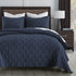 Quilt Set Queen Size Navy Blue, Classic Geometric Diamond Stitched Pattern, Pre-Washed Ultra Soft Lightweight Quilted Bedspread Coverlet for All Season