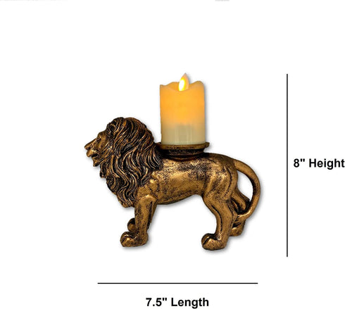 THE NIFTY NOOK Majestic Lion Candle Holder with LED Flameless Pillar Candle for Home and Office¦