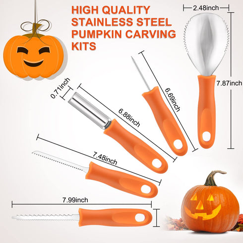 Pumpkin Carving Kit Tools Halloween, CHRYZTAL 13PCS Professional Heavy Duty Carving Set, Stainless Steel Double-side Sculpting Tool Carving Knife for Halloween Decoration Jack-O-Lanterns