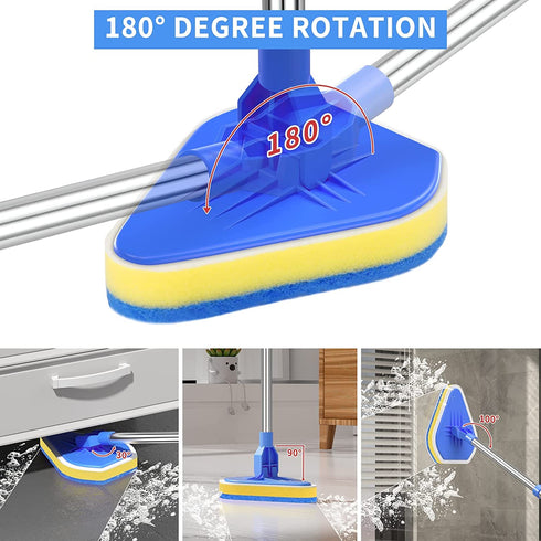 LMAIVE Shower Cleaning Brush, 36'' Shower Scrubber, Tile Tub Scrubber with Long Handle, Bathroom Brushes for Cleaning, Extendable Bathtub Scrubber Sponge, Scrub Brush with Long Handle for Floor