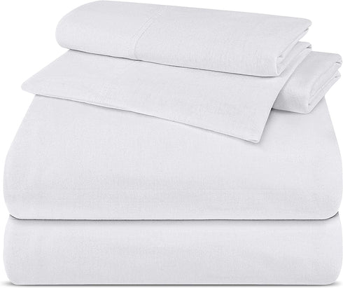 Utopia Bedding Queen Sheet Set - Jersey Knit Sheets 4 Piece Queen Jersey Sheet Set Cotton Jersey Sheets Soft T-Shirt Stretchy Sheets (Queen, White)