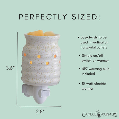 CANDLE WARMERS ETC Pluggable Fragrance Warmer- Decorative Plug-in for Warming Scented Candle Wax Melts and Tarts or Fragrance Oils, White Farmhouse