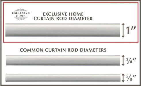 Exclusive Home Curtains ER1004-01 3672 Peony 1" Curtain Rod and Finial Set, 36"-72", Matte Silver