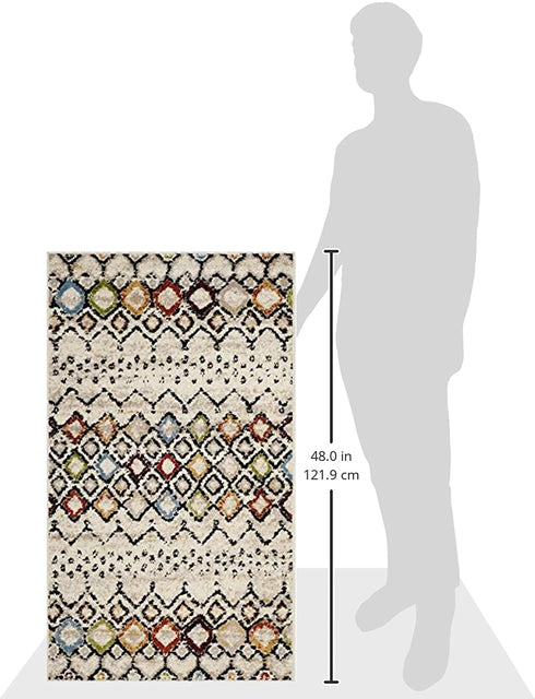 SAFAVIEH Amsterdam Collection AMS108K Moroccan Boho Non-Shedding Living Room Bedroom Accent Rug, 2'3" x 4', Ivory / Multi