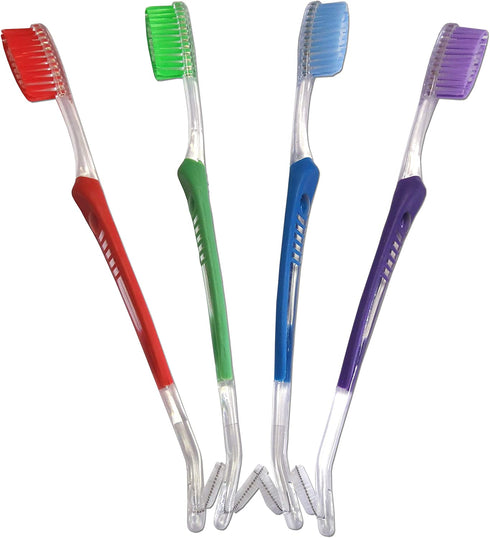 Orthodontic Toothbrush V-Trim Double-Ended Brush with Interproximal Head for Cleaning Ortho Braces, 4 Count (Pack of 1)