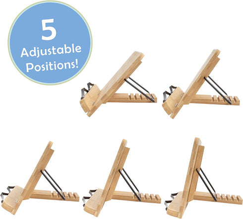 Bamboo Book Stand for Reading, a Cookbook Stand / Recipe Book Holder, Sheet Music Stand, Art Easel, Phone or Tablet Stand - 1 Unit