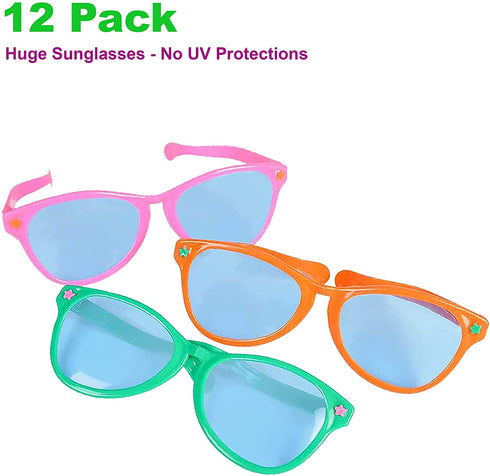 3 Jumbo Sunglasses for Party Funny Plastic Huge Sunglasses Photo Prop, 80's Birthday Party Favors for Kids & Adults, Pool Beach Party Decorations, Gag Gift