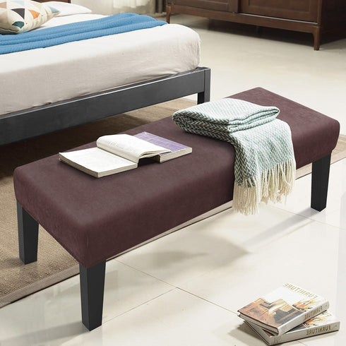Fuloon Velvet Dining Room Bench Covers for Dining Room, Stretch Spandex upholstered Bench Slipcover, Removable Washable Bench Protectors ,Protector for Living Room, Bedroom, Kitchen (Coffee)