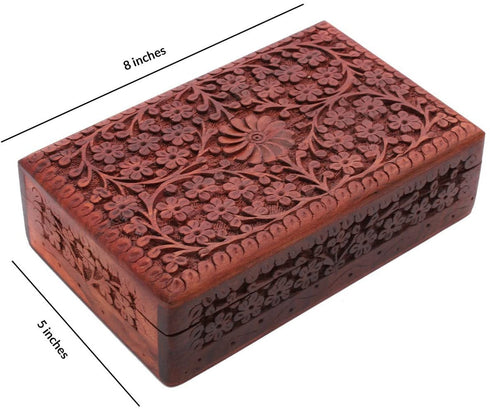 storeindya Wooden Jewelry Keepsake Trinket Storage Box Organizer Holder Handmade Box for Girl Women (Design1)