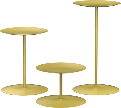 smtyle Gold Candle Holders Set of 3 Candelabra with Iron-3.5" Diameter Ideal for Pillar LED Candles