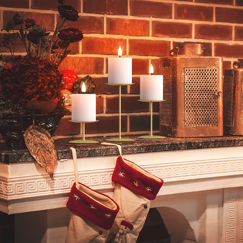 smtyle Gold Candle Holders Set of 3 Candelabra with Iron-3.5" Diameter Ideal for Pillar LED Candles