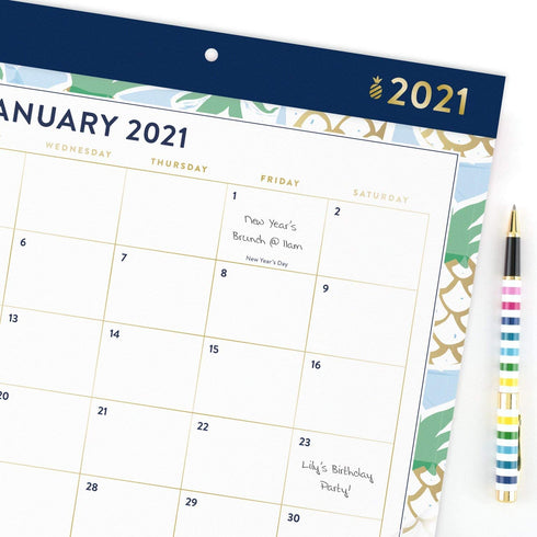 2021 Desk Calendar Simplified by Emily Ley for AT-A-GLANCE, Monthly Desk Pad, 17-3/4" x 11", Compact, Pineapples (EL53-705) (EL53-705-21)